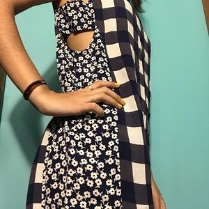 Multi-pattern cutout dress